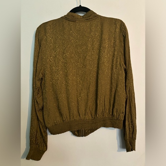 Maeve by Anthropologie Womens Medium Olive Lightweight Zip Bomber Jacket Printed - Picture 5 of 10